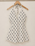 Ivory Noir Halter Neck Short Kurti front view