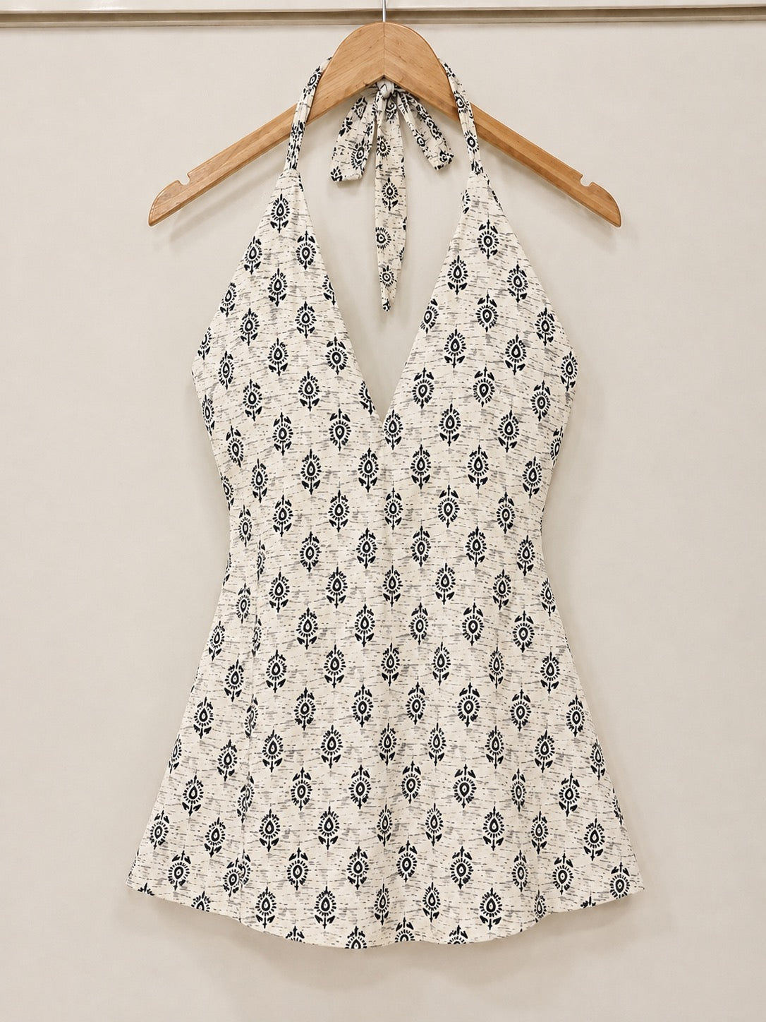 Ivory Noir Halter Neck Short Kurti front view