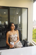 Gajgamini Laceback Short Kurti seated view