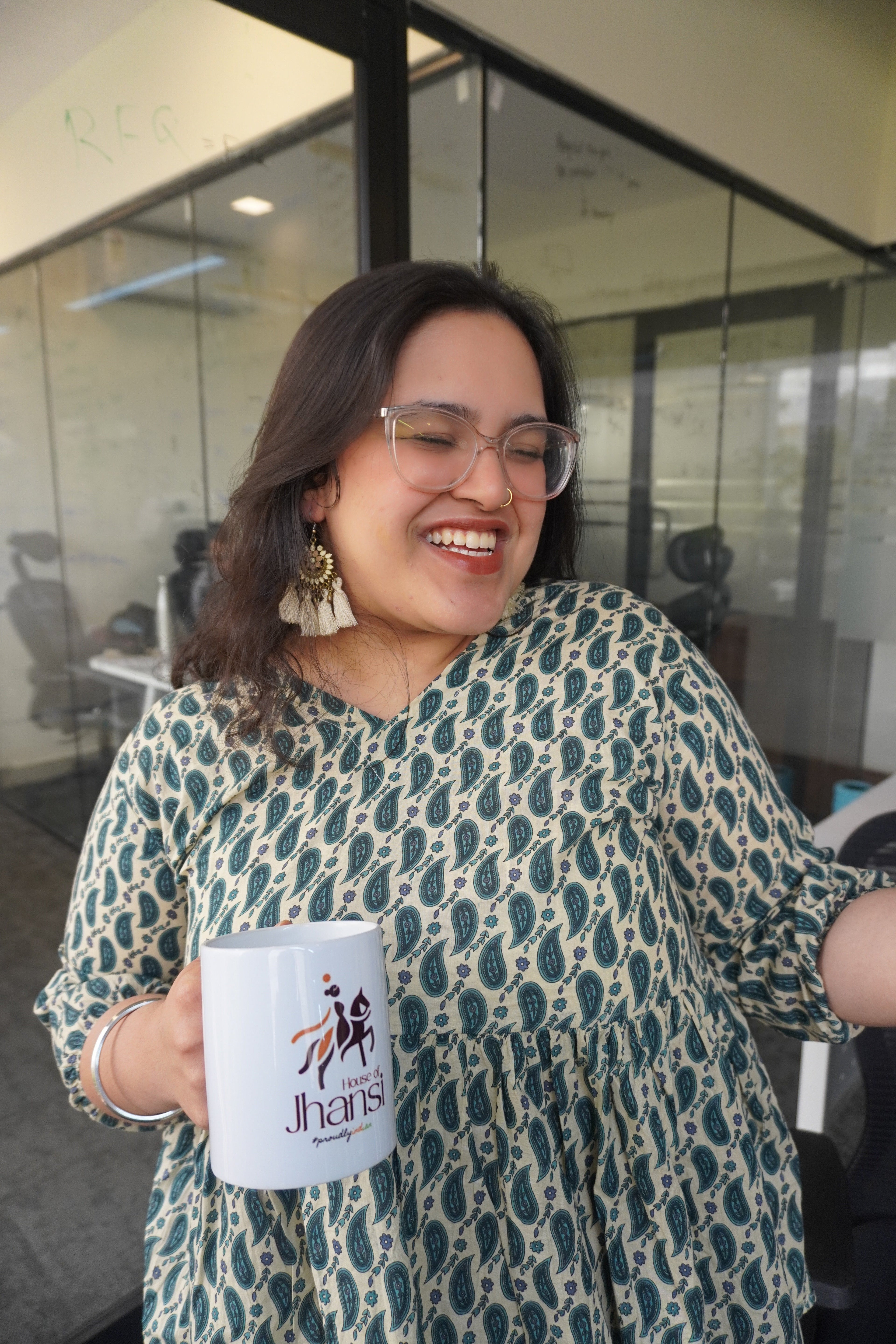 Teal Paisley Peplum Short Kurti close-up