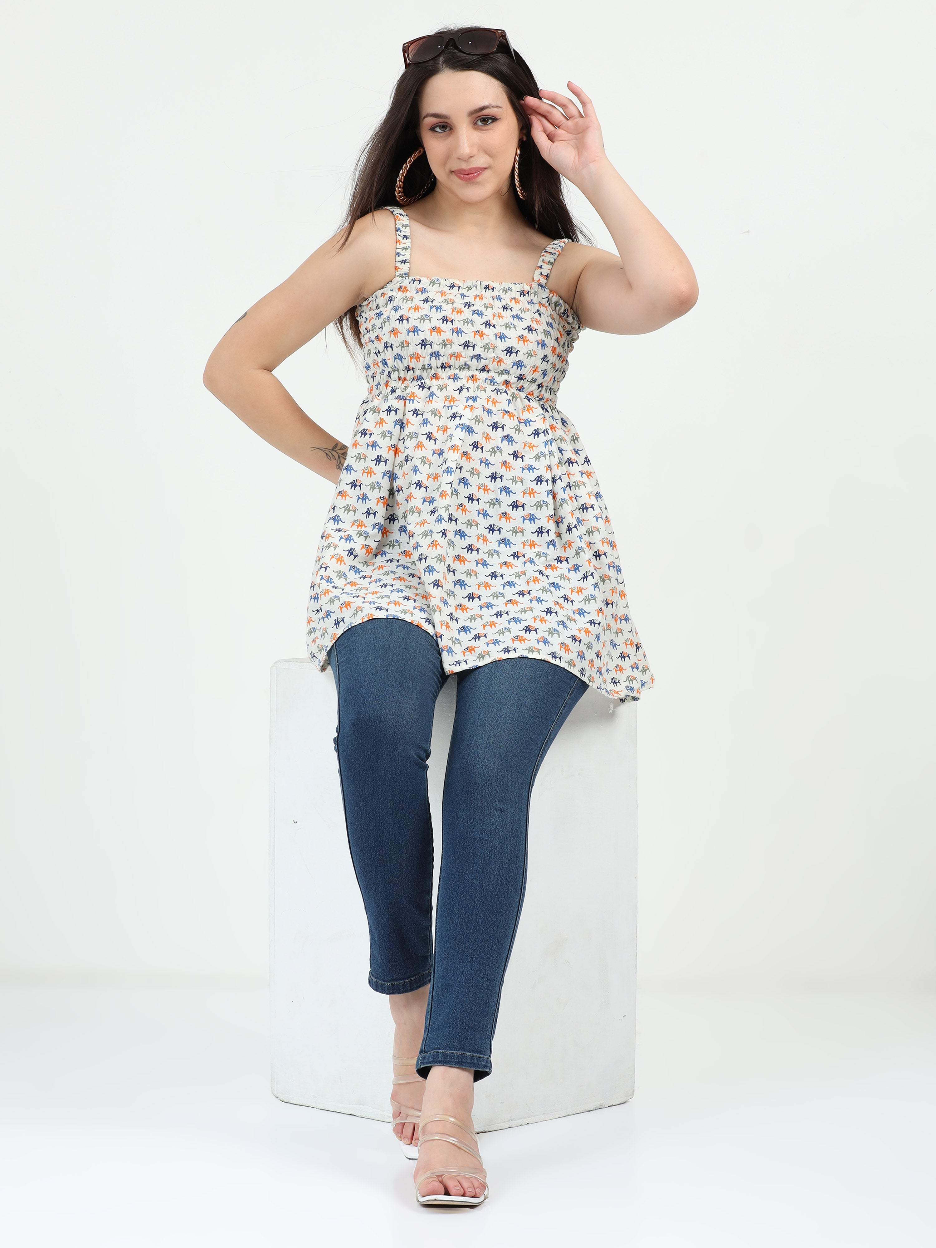 Gori Glam Smocked Top