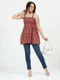 Red Raas Smocked Top